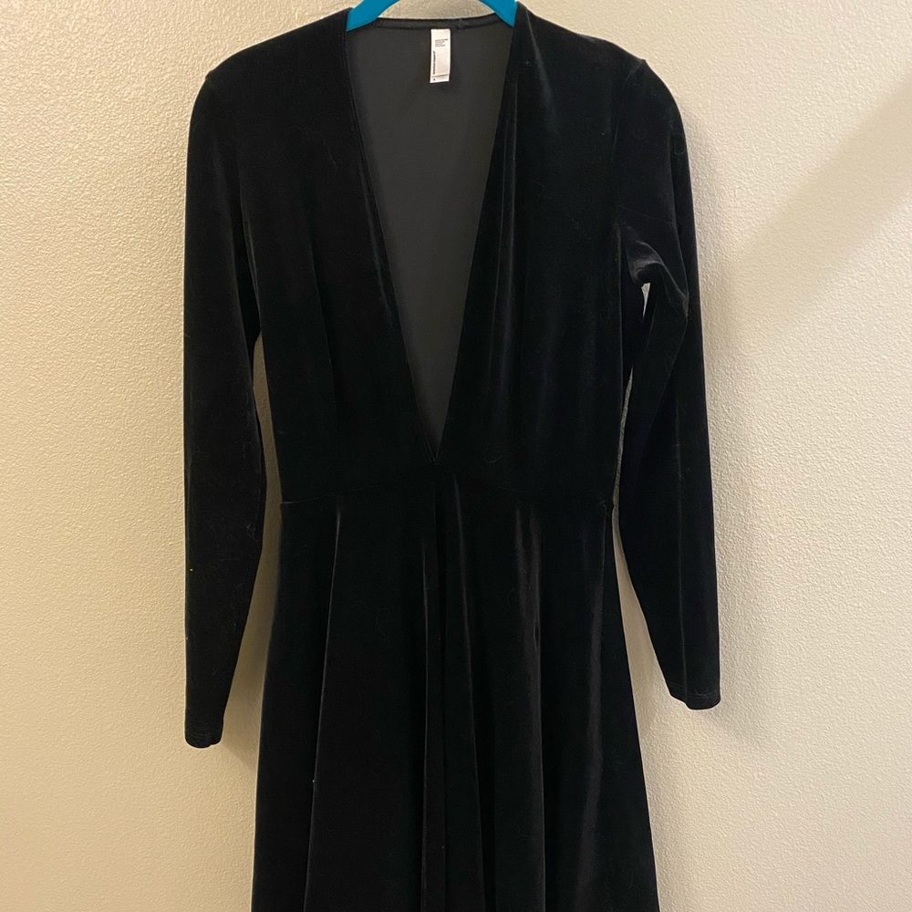 American Apparel V neck velvet skater dress (L)